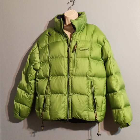 Polo sport Ralph Lauren women's vintage lime green hooded puffer coat size XL - Picture 3 of 17